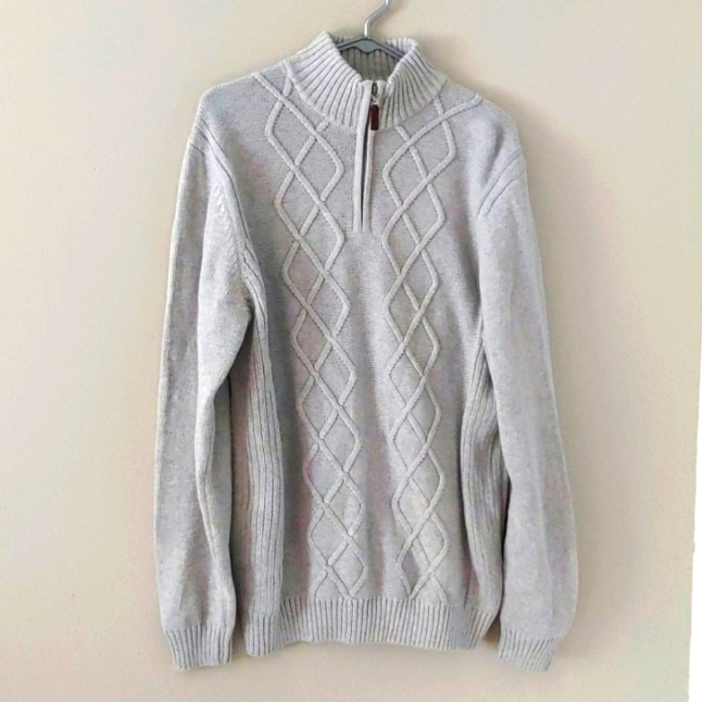 Tasso Elba 1/4 zip Grey Men's 100% cotton Sweater Soft